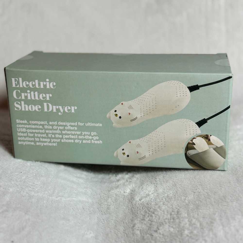 Critter Compact Shoe USB Dryer White Kitty Cats by Orbit Innovations New in Box